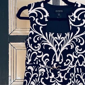 Navy and White Patterned Dress